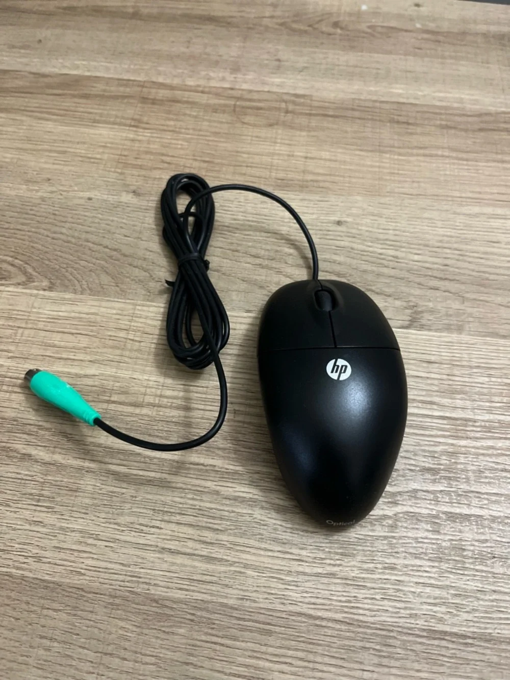 HP Black Wired Optical Mouse with Green PS/2 Connector